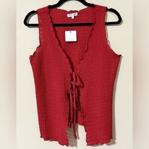 NWT Pretty Rebel medium Tie Front Knit Vest Crew Neck Sleeveless Open Front new